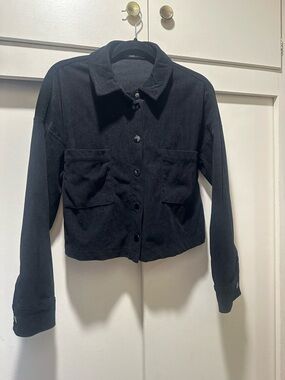 Tezenis Women's Black Cropped Light Corduroy Shacket